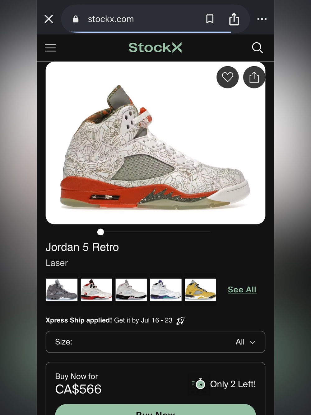 Jordan 5 Retro Laser